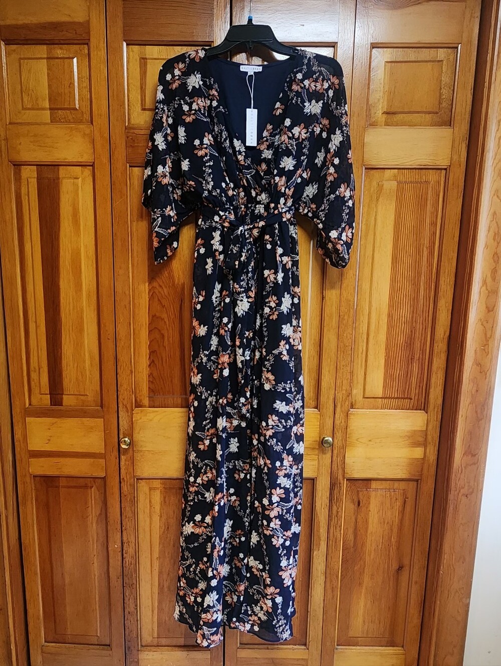 Kia Kimono Maxi Dress - Dark Blue Floral
